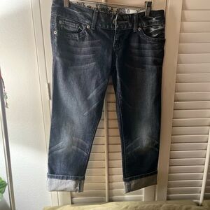 Guess Blue Ankle Cropped Jeans with Faded Look